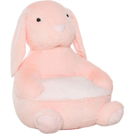 HOMCOM Poltroncina Per Bambini Forma Coniglio In Peluche Base Antiscivolo Rosa 3 HOMCOM Poltroncina Per Bambini Forma Coniglio In Peluche Base Antiscivolo Rosa