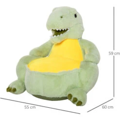 HOMCOM Poltroncina Per Bambini Antiscivolo A Forma Di Dinosauro In Peluche Verde -Cameretta Per Bambini 30953864 3