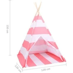 Tenda Tipi Bambini Borsa Rosa Microfibra Strisce 120x120x150cm VidaXL 9 Tenda Tipi Bambini Borsa Rosa Microfibra Strisce 120x120x150cm VidaXL -Cameretta Per Bambini 31539704 3