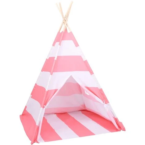 Tenda Tipi Bambini Borsa Rosa Microfibra Strisce 120x120x150cm VidaXL 6 Tenda Tipi Bambini Borsa Rosa Microfibra Strisce 120x120x150cm VidaXL - immagine 4