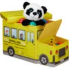 Relaxdays Sgabello Bambini Contenitore Giocattoli Con Scomparto, Pieghevole & Salvaspazio, Scuolabus 50 L Giallo -Cameretta Per Bambini 31795761 1
