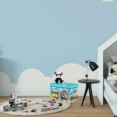 Relaxdays Pouf Per Bambini, Sgabello Contenitore Per Giocattoli, Pieghevole, Bimbi E Bimbe, Salvaspazio, Circo, Turchese 4 Relaxdays Pouf Per Bambini, Sgabello Contenitore Per Giocattoli, Pieghevole, Bimbi E Bimbe, Salvaspazio, Circo, Turchese - immagine 2