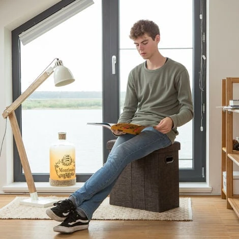 Relaxdays Sgabello Pieghevole, HxLxP: 49,5x46x25,5 Cm, Pouf Contenitore, Lino, Poliestere, Legno MDF, Colore Nero 5 Relaxdays Sgabello Pieghevole, HxLxP: 49,5x46x25,5 Cm, Pouf Contenitore, Lino, Poliestere, Legno MDF, Colore Nero - immagine 3