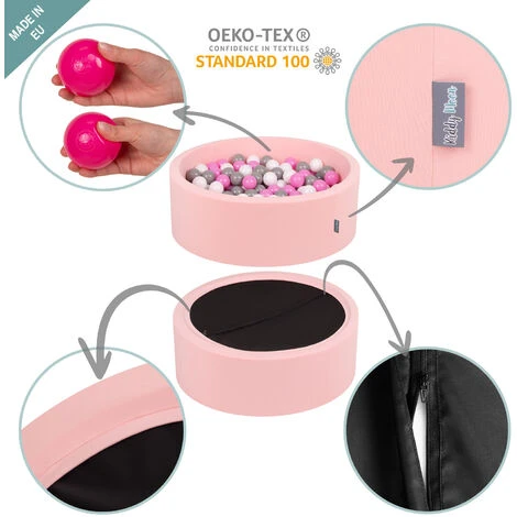 KiddyMoon 120X30cm/SENZA Palline Piscina Per Bambini Tondo Fabbricato In EU, Rosa:Rosa Chiaro/Perla/Trasparente 6 KiddyMoon 120X30cm/SENZA Palline Piscina Per Bambini Tondo Fabbricato In EU, Rosa:Rosa Chiaro/Perla/Trasparente - immagine 4