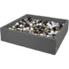 KiddyMoon Piscina Di Palline 120X30cm/300 Palline Grande Quadrato Per Bambini Fabbricato In EU, Grigio Scuro:Bianco/Grigio/Nero/Oro -Cameretta Per Bambini 33029773 1