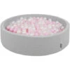 KiddyMoon Piscina Di Palline 120X30cm/300 Palline Colorate Grande Tondo Per Bambini, Fabbricato In EU, Grigioch:Rosa Chiaro/Perla/Trasparente -Cameretta Per Bambini 33029774 1