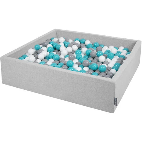KiddyMoon 120X30cm/600 Palline ∅ 7CM Quadrato Piscina Di Palline Colorate Per Bambini Fabbricato In EU, Grigio Chiaro:Grigio/Bianco/Turchese 3 KiddyMoon 120X30cm/600 Palline ∅ 7CM Quadrato Piscina Di Palline Colorate Per Bambini Fabbricato In EU, Grigio Chiaro:Grigio/Bianco/Turchese