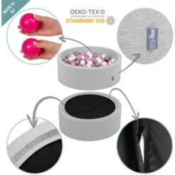 KiddyMoon 120X30cm/600 Palline ∅ 7CM Quadrato Piscina Di Palline Colorate Per Bambini Fabbricato In EU, Grigio Chiaro:Grigio/Bianco/Turchese 11 KiddyMoon 120X30cm/600 Palline ∅ 7CM Quadrato Piscina Di Palline Colorate Per Bambini Fabbricato In EU, Grigio Chiaro:Grigio/Bianco/Turchese -Cameretta Per Bambini 33029782 5