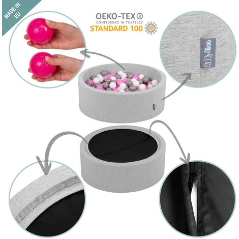 KiddyMoon 120X30cm/600 Palline ∅ 7CM Quadrato Piscina Di Palline Colorate Per Bambini Fabbricato In EU, Grigio Chiaro:Grigio/Bianco/Turchese 7 KiddyMoon 120X30cm/600 Palline ∅ 7CM Quadrato Piscina Di Palline Colorate Per Bambini Fabbricato In EU, Grigio Chiaro:Grigio/Bianco/Turchese - immagine 5