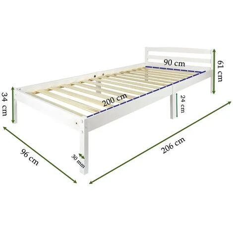 Letto In Legno - Colore Bianco CLASSIC 200/90 4 Letto In Legno - Colore Bianco CLASSIC 200/90 - immagine 2