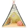 COSTWAY Tenda Da Gioco Indiana Per Bambini, Tenda Teepee Pieghevole Con Finestra, Capanna In Cotone Naturale Con Tappetino, Tenda Da Interno Ed Esterno Per Bambini 1 COSTWAY Tenda Da Gioco Indiana Per Bambini, Tenda Teepee Pieghevole Con Finestra, Capanna In Cotone Naturale Con Tappetino, Tenda Da Interno Ed Esterno Per Bambini -Cameretta Per Bambini 34171910 1