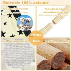 COSTWAY Tenda Da Gioco Indiana Per Bambini, Tenda Teepee Pieghevole Con Finestra, Capanna In Cotone Naturale Con Tappetino, Tenda Da Interno Ed Esterno Per Bambini 10 COSTWAY Tenda Da Gioco Indiana Per Bambini, Tenda Teepee Pieghevole Con Finestra, Capanna In Cotone Naturale Con Tappetino, Tenda Da Interno Ed Esterno Per Bambini -Cameretta Per Bambini 34171910 4