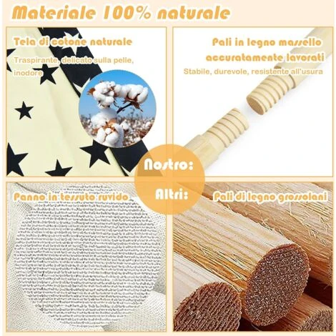 COSTWAY Tenda Da Gioco Indiana Per Bambini, Tenda Teepee Pieghevole Con Finestra, Capanna In Cotone Naturale Con Tappetino, Tenda Da Interno Ed Esterno Per Bambini 6 COSTWAY Tenda Da Gioco Indiana Per Bambini, Tenda Teepee Pieghevole Con Finestra, Capanna In Cotone Naturale Con Tappetino, Tenda Da Interno Ed Esterno Per Bambini - immagine 4