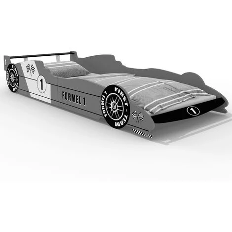 Letto Per Bambini Formula 1 Macchina Da Corsa 90x200cm Con Rete A Doghe Inclusa Argento Letti In Legno Per Bimbi 4 Letto Per Bambini Formula 1 Macchina Da Corsa 90x200cm Con Rete A Doghe Inclusa Argento Letti In Legno Per Bimbi - immagine 2