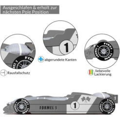 Letto Per Bambini Formula 1 Macchina Da Corsa 90x200cm Con Rete A Doghe Inclusa Argento Letti In Legno Per Bimbi 10 Letto Per Bambini Formula 1 Macchina Da Corsa 90x200cm Con Rete A Doghe Inclusa Argento Letti In Legno Per Bimbi -Cameretta Per Bambini 34726859 4