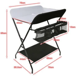 Fasciatoio Pieghevole Con Cesto Portaoggetti Per Cameretta Neonato - Nero-Bianco -Cameretta Per Bambini 35538811 4