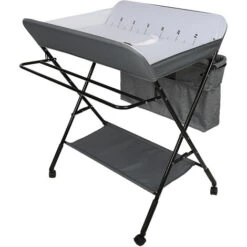 Fasciatoio Pieghevole Regolabile In Altezza Con Cesto Portaoggetti Per La Cameretta Dei Neonati - Grigio -Cameretta Per Bambini 35538858 2