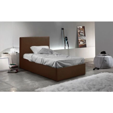 Letto Singolo 1 Piazza Con Rete E Contenitore 80x190 Basel Twin Marrone 5 Letto Singolo 1 Piazza Con Rete E Contenitore 80x190 Basel Twin Marrone - immagine 3
