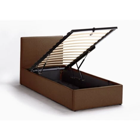 Letto Singolo 1 Piazza Con Rete E Contenitore 80x190 Basel Twin Marrone 6 Letto Singolo 1 Piazza Con Rete E Contenitore 80x190 Basel Twin Marrone - immagine 4