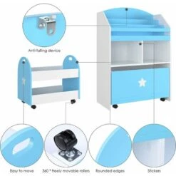 Homfa Set Di 2 Ripiani Portaoggetti Per Bambini Ripiano Con Cassetto 2 Scomparti 3 Scomparti Pensili Carrello Blu Bianco 60 X 30 X 86,5 Cm 49,5 X 30 X 44 Cm -Cameretta Per Bambini 36585850 3