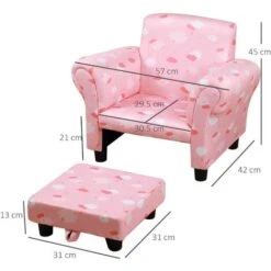 HOMCOM Poltroncina Imbottita Per Bambini Con Poggiapiedi Estraibile-Rosa -Cameretta Per Bambini 36606919 3