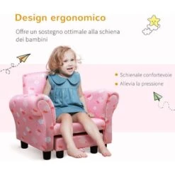 HOMCOM Poltroncina Imbottita Per Bambini Con Poggiapiedi Estraibile-Rosa -Cameretta Per Bambini 36606919 4