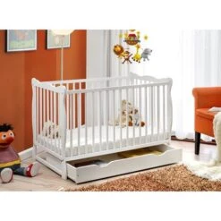 Letto Culla Bambini Neonati Con Cassettone 124x82x71 Cm In Legno Di Pino Ala Colore Bianco -Cameretta Per Bambini 37467160 4