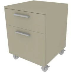 709C - Cassettiera Cameretta-ufficio L 45 Con Ruote E 2 Cassetti H.16+h.32, Con Guide A Chiusura Rallentata 45x45x60 (LxPxH) - Ecru Cappuccino