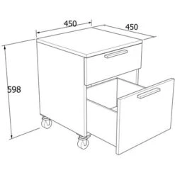 709C - Cassettiera Cameretta-ufficio L 45 Con Ruote E 2 Cassetti H.16+h.32, Con Guide A Chiusura Rallentata 45x45x60 (LxPxH) - Ecru Cappuccino -Cameretta Per Bambini 39160710 3