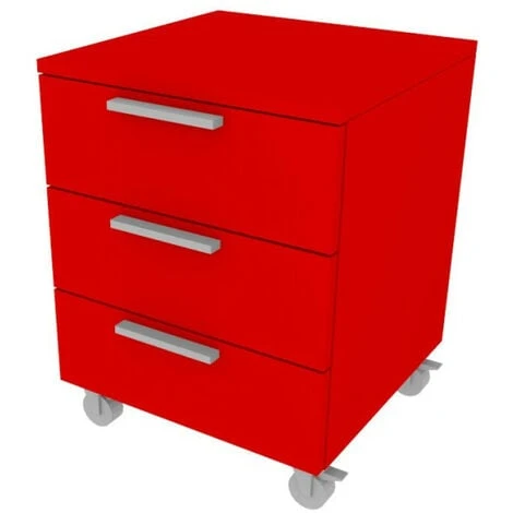 709C3 - Cassettiera Cameretta-ufficio L 45 Con Ruote E 3 Cassetti H.16, Con Guide A Chiusura Rallentata 45x45x60 (LxPxH) - Rosso 3 709C3 - Cassettiera Cameretta-ufficio L 45 Con Ruote E 3 Cassetti H.16, Con Guide A Chiusura Rallentata 45x45x60 (LxPxH) - Rosso