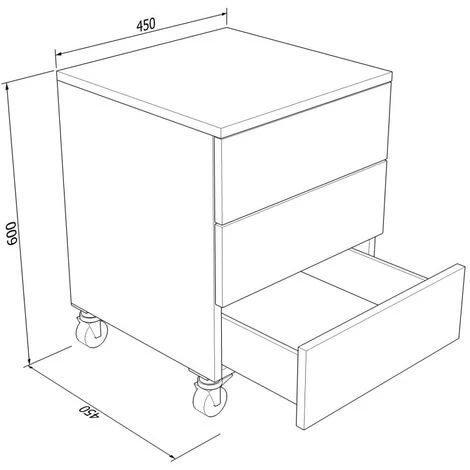 709C3 - Cassettiera Cameretta-ufficio L 45 Con Ruote E 3 Cassetti H.16, Con Guide A Chiusura Rallentata 45x45x60 (LxPxH) - Rosso 4 709C3 - Cassettiera Cameretta-ufficio L 45 Con Ruote E 3 Cassetti H.16, Con Guide A Chiusura Rallentata 45x45x60 (LxPxH) - Rosso - immagine 2