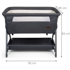 Culla Da Letto Per Neonati Elia 92x55x82 Cm Grigio Scuro Baninni -Cameretta Per Bambini 39383654 3