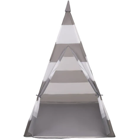 Selonis Tenda Indiana Tipi Gioco Per Bambini Con 100 Palline Colorate, Righe Grigio-Bianco:Perla/Grigio/Trasp/Rosa Chiaro 5 Selonis Tenda Indiana Tipi Gioco Per Bambini Con 100 Palline Colorate, Righe Grigio-Bianco:Perla/Grigio/Trasp/Rosa Chiaro - immagine 3