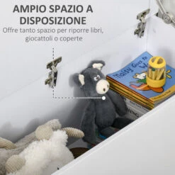 HOMCOM Panca Contenitore Multiuso Con Coperchio Apribile - Bianco 10 HOMCOM Panca Contenitore Multiuso Con Coperchio Apribile - Bianco -Cameretta Per Bambini 39494248 4