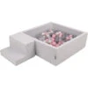 KiddyMoon Area Di Gioco In Schiuma Con Quadrato Piscina Di Palline (100 Palline) Per Bambini, Grigioch:Perla/Grigio/Trasparente/Rosa Chiaro -Cameretta Per Bambini 39781324 1