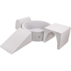 KiddyMoon Area Di Gioco In Schiuma Con Tondo Piscina Di Palline (200 Palline) Per Bambini, Grigioch:Bianco/Grigio/Rosa Chiaro -Cameretta Per Bambini 39781537 3