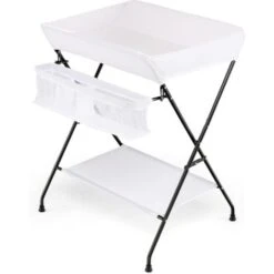 COSTWAY Fasciatoio Pieghevole, Fasciatoio Portatile Da Viaggio, 80x67x103 Cm, Bagnetto Fasciatoio Neonato Con Organizer E Ripiano, 0-12 Mesi (Bianco)