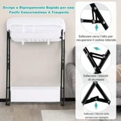 COSTWAY Fasciatoio Pieghevole, Fasciatoio Portatile Da Viaggio, 80x67x103 Cm, Bagnetto Fasciatoio Neonato Con Organizer E Ripiano, 0-12 Mesi (Bianco) -Cameretta Per Bambini 40461296 4