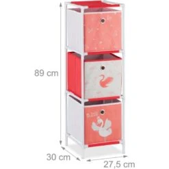 Relaxdays Scaffale Per Giocattoli Con 3 Scatole, Bambini Bambine Design Swan Princess HBT 89x27,5x30 Cm, Bianco/Rosso -Cameretta Per Bambini 40994566 4