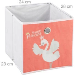 Relaxdays Scaffale Per Giocattoli Con 3 Scatole, Bambini Bambine Design Swan Princess HBT 89x27,5x30 Cm, Bianco/Rosso -Cameretta Per Bambini 40994566 5