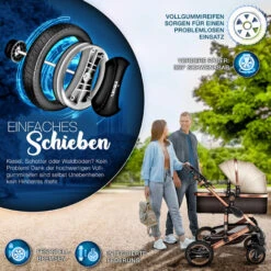 KIDUKU® 3 In 1 Passeggino Completo Trio - Marrone Passeggino Sistema Combinato Con Navicella Ovetto Seggiolino Auto Coprigambe Pneumatici In Gomma Dura Borsa Fasciatoio Parapioggia Tavolo Per Bambin -Cameretta Per Bambini 41586638 3