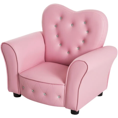 HOMCOM Poltroncina Per Bambini Imbottita, Poltrona Per Cameretta Con Rivestimento In PVC E Struttura In Legno, 59x41.5x49cm, Rosa 3 HOMCOM Poltroncina Per Bambini Imbottita, Poltrona Per Cameretta Con Rivestimento In PVC E Struttura In Legno, 59x41.5x49cm, Rosa