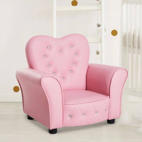 HOMCOM Poltroncina Per Bambini Imbottita, Poltrona Per Cameretta Con Rivestimento In PVC E Struttura In Legno, 59x41.5x49cm, Rosa 4 HOMCOM Poltroncina Per Bambini Imbottita, Poltrona Per Cameretta Con Rivestimento In PVC E Struttura In Legno, 59x41.5x49cm, Rosa - immagine 2