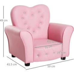 HOMCOM Poltroncina Per Bambini Imbottita, Poltrona Per Cameretta Con Rivestimento In PVC E Struttura In Legno, 59x41.5x49cm, Rosa 9 HOMCOM Poltroncina Per Bambini Imbottita, Poltrona Per Cameretta Con Rivestimento In PVC E Struttura In Legno, 59x41.5x49cm, Rosa -Cameretta Per Bambini 41949734 3