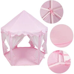 Tenda Da Gioco Per Bambini, Tenda Da Gioco, Con Rete, Tenda Da Interno Ed Esterno Del Castello Della Principessa, Per Un Massimo Di 3 Bambini, 140 X 120 X 135 Cm, Rosa -Cameretta Per Bambini 42188313 5
