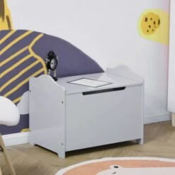 HOMCOM Cassapanca Contenitore Portagiochi In Legno - Grigio -Cameretta Per Bambini 42725438 2