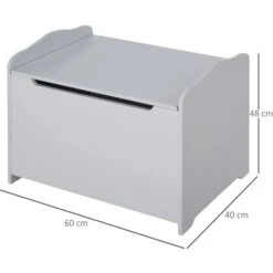 HOMCOM Cassapanca Contenitore Portagiochi In Legno - Grigio -Cameretta Per Bambini 42725438 3