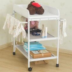 Fasciatoio 3 Strati, Portatile, Fasciatoio Baby Room Con 4 Ruote