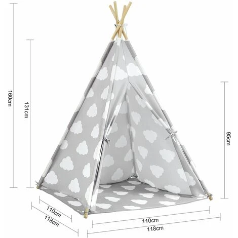 SoBuy Tenda Indiani Bambini Teepee Bambini Casette Bambini Tenda Per Bambini Casetta Da Giardino Per Bambini Modello Nuvola OSS03-A01 4 SoBuy Tenda Indiani Bambini Teepee Bambini Casette Bambini Tenda Per Bambini Casetta Da Giardino Per Bambini Modello Nuvola OSS03-A01 - immagine 2