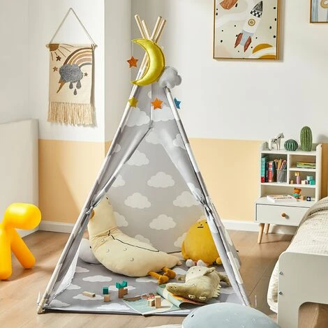 SoBuy Tenda Indiani Bambini Teepee Bambini Casette Bambini Tenda Per Bambini Casetta Da Giardino Per Bambini Modello Nuvola OSS03-A01 7 SoBuy Tenda Indiani Bambini Teepee Bambini Casette Bambini Tenda Per Bambini Casetta Da Giardino Per Bambini Modello Nuvola OSS03-A01 - immagine 5